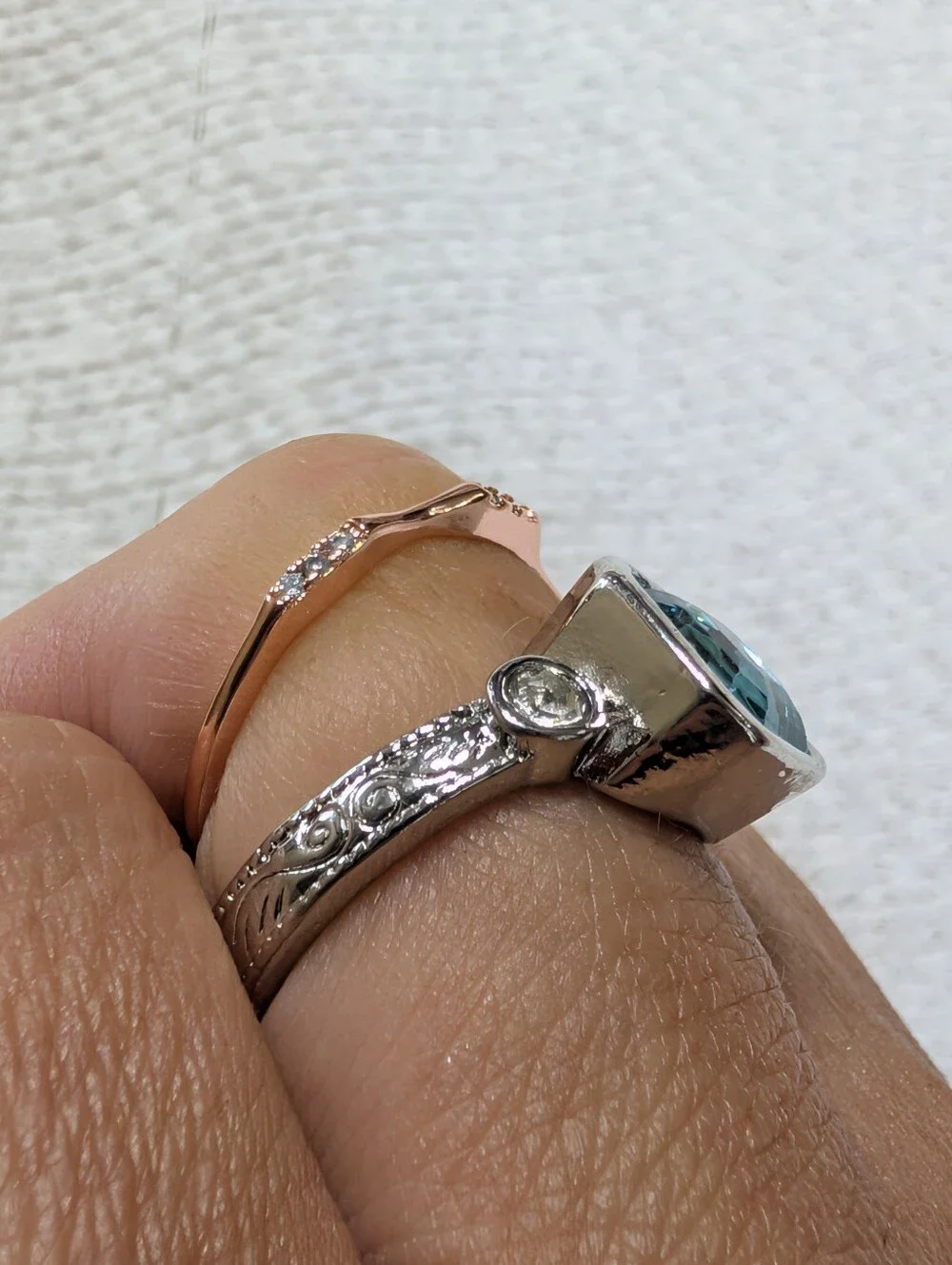 Rose Gold Colored Topaz CZ Silver Ring Bundle